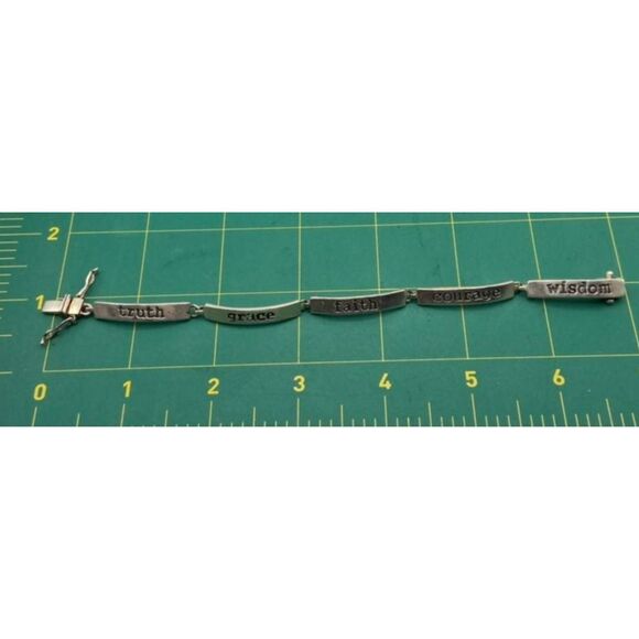 Truth~Grace~Faith~Courage~Wisdom 925 Sterling Silver Link Bracelet - Picture 11 of 11
